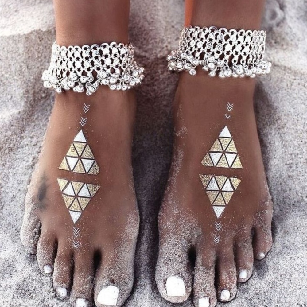 Bohemian Set of Ankle Bracelets Pair